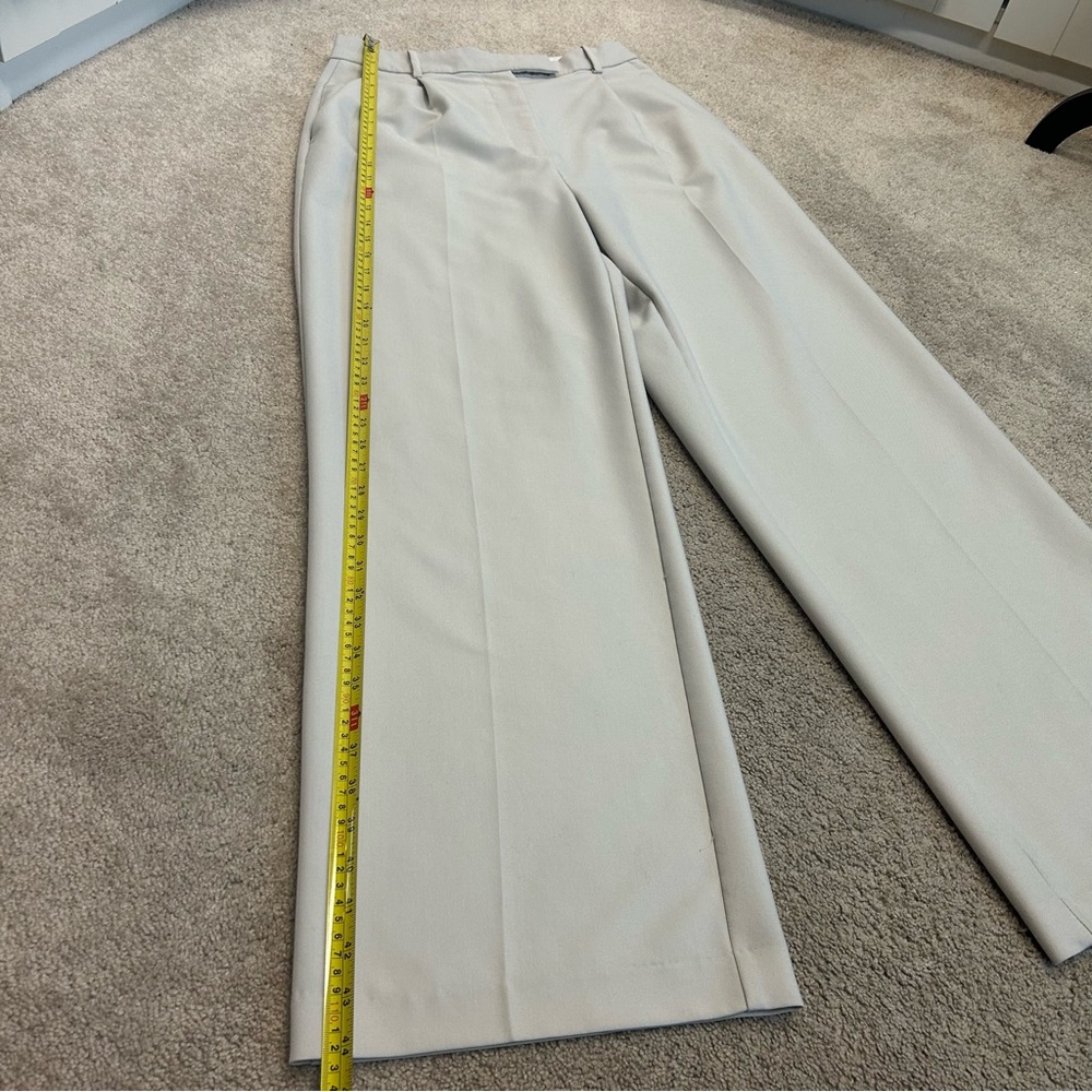 Zara light gray high waisted pleated wide leg trouser dress pants Sz M - Picture 7 of 12